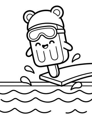 Paleta Feliz Dándose un Chapuzón en la Piscina para colorir Desenho de Paleta Feliz Dándose un Chapuzón en la Piscina para colorir e imprimir grátis