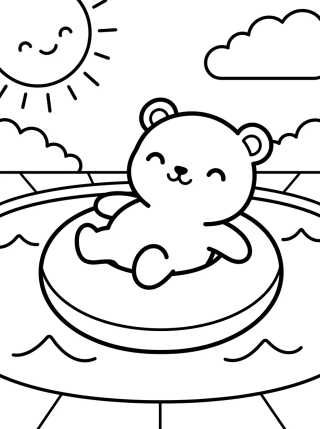Osito Flotando en la Piscina para colorir Desenho de Osito Flotando en la Piscina para colorir e imprimir grátis