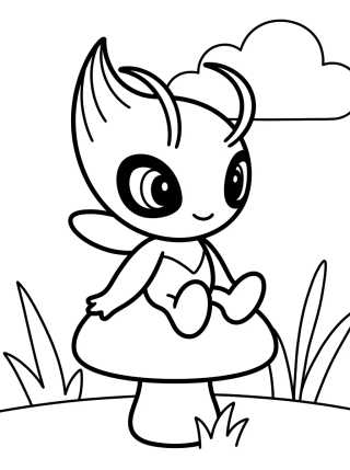 Celebi Lindo en el Bosque para colorir Desenho de Celebi Lindo en el Bosque para colorir e imprimir grátis