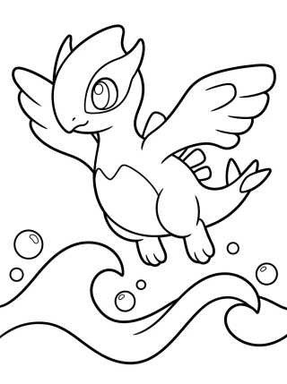 Lugia Kawaii en el Océano para colorir Desenho de Lugia Kawaii en el Océano para colorir e imprimir grátis
