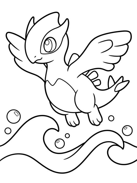 Lugia Kawaii en el Océano para colorir Desenho de Lugia Kawaii en el Océano para colorir e imprimir grátis
