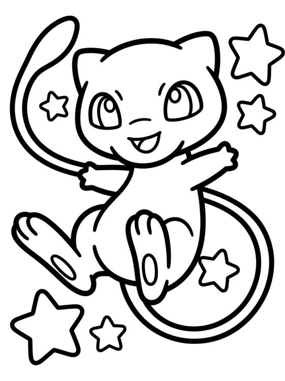 Mew Tierno y Sonriente para colorir Desenho de Mew Tierno y Sonriente para colorir e imprimir grátis
