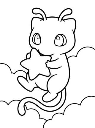 Mew Lindo Flotando para colorir Desenho de Mew Lindo Flotando para colorir e imprimir grátis
