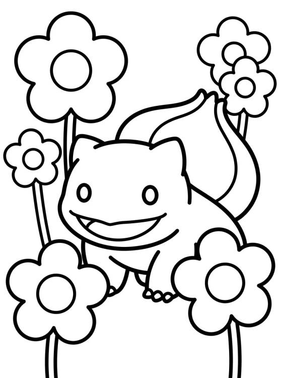Bulbasaur Tierno entre Flores para colorir Desenho de Bulbasaur Tierno entre Flores para colorir e imprimir grátis