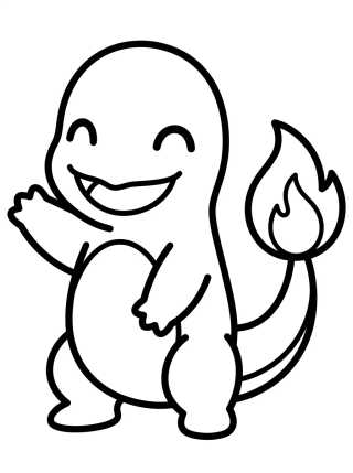 Charmander Feliz con Pequeñas Llamas para colorir Desenho de Charmander Feliz con Pequeñas Llamas para colorir e imprimir grátis