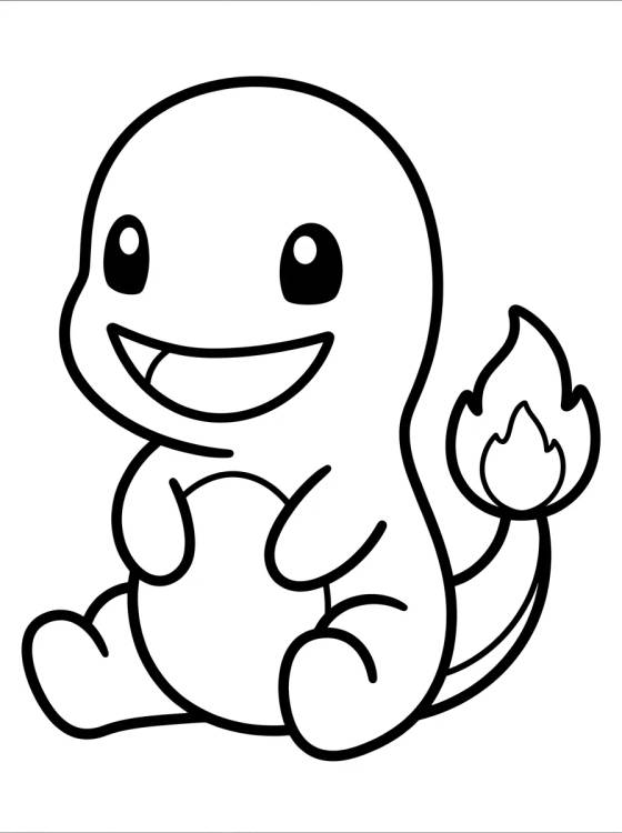 Charmander Kawaii Sonriendo para colorir Desenho de Charmander Kawaii Sonriendo para colorir e imprimir grátis