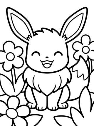 Eevee Sonriente en el Jardín para colorir Desenho de Eevee Sonriente en el Jardín para colorir e imprimir grátis