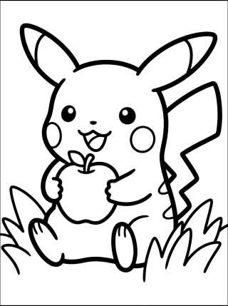 Pikachu Kawaii Sonriendo para colorir Desenho de Pikachu Kawaii Sonriendo para colorir e imprimir grátis