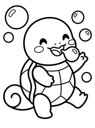 Squirtle Jugando con Burbujas para colorir Desenho de Squirtle Jugando con Burbujas para colorir e imprimir grátis