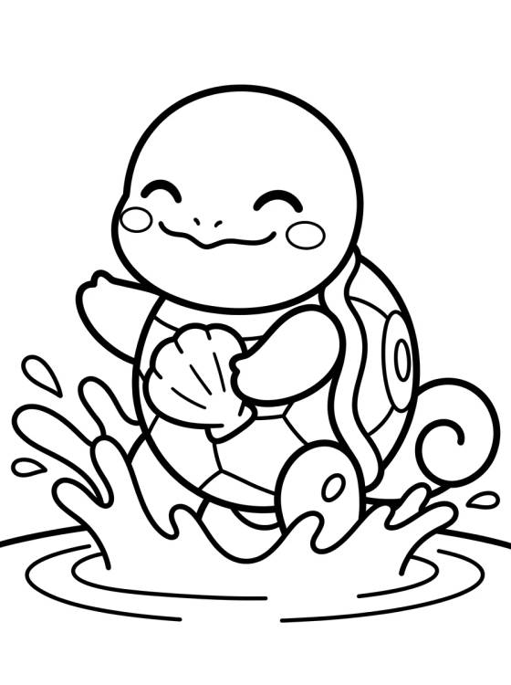 Squirtle Tierno en el Agua para colorir Desenho de Squirtle Tierno en el Agua para colorir e imprimir grátis