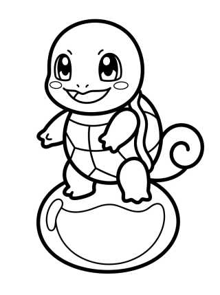 Squirtle Kawaii Jugando en el Agua para colorir Desenho de Squirtle Kawaii Jugando en el Agua para colorir e imprimir grátis