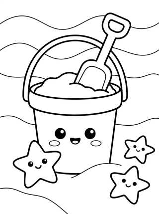 Cubo y Pala de Playa Kawaii para colorir Desenho de Cubo y Pala de Playa Kawaii para colorir e imprimir grátis