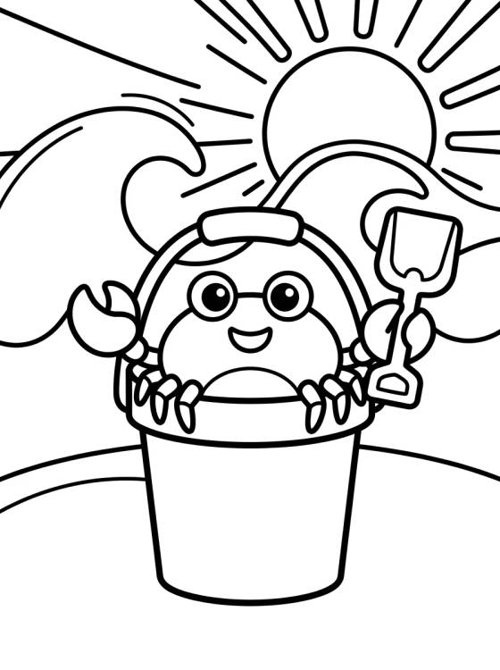 Cangrejito en el Balde de Arena para colorir Desenho de Cangrejito en el Balde de Arena para colorir e imprimir grátis