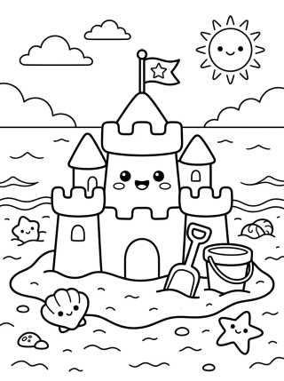 Castillo de Arena Estilo Kawaii para colorir Desenho de Castillo de Arena Estilo Kawaii para colorir e imprimir grátis