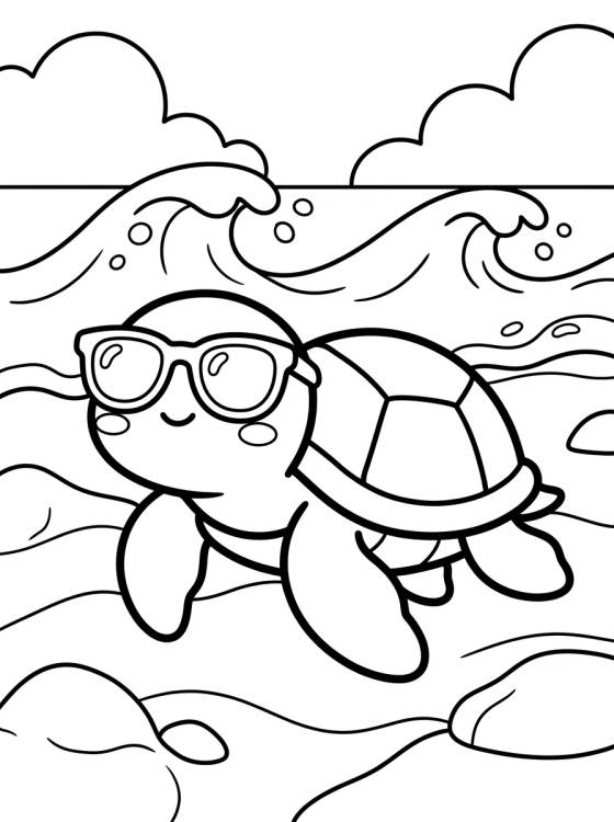 Tortuga de Playa en la Arena para colorir Desenho de Tortuga de Playa en la Arena para colorir e imprimir grátis
