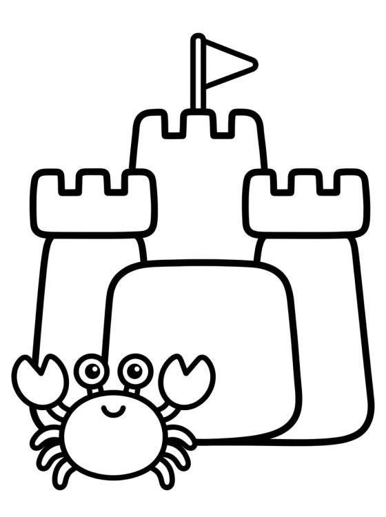 Castillo de Arena con Cangrejito para colorir Desenho de Castillo de Arena con Cangrejito para colorir e imprimir grátis