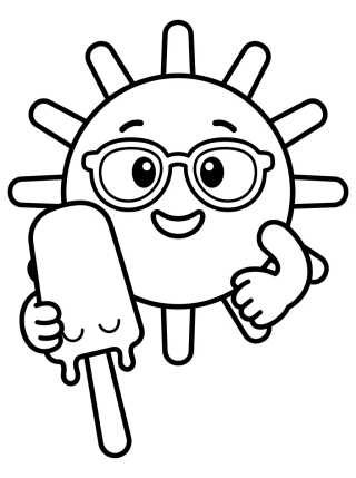 Sol de Verano Comiendo Helado para colorir Desenho de Sol de Verano Comiendo Helado para colorir e imprimir grátis