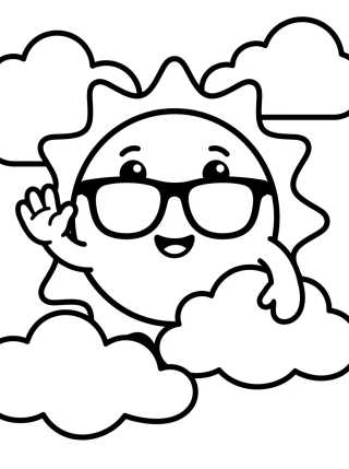 Solcito Kawaii con Gafas de Sol para colorir Desenho de Solcito Kawaii con Gafas de Sol para colorir e imprimir grátis
