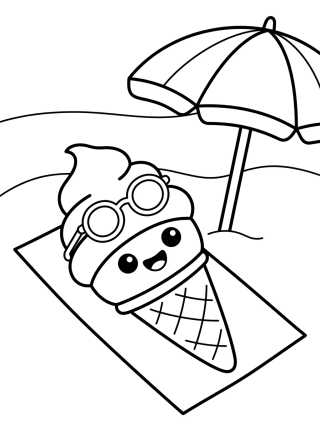 Helado Lindo en la Playa para colorir Desenho de Helado Lindo en la Playa para colorir e imprimir grátis