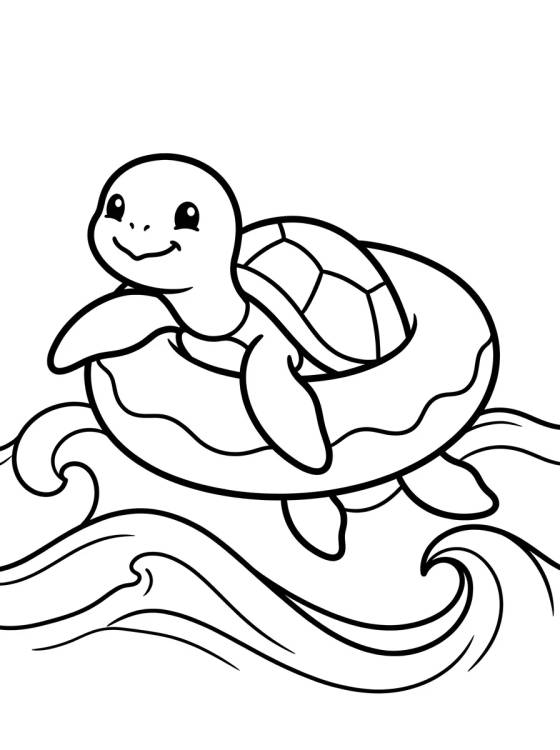 Tortuguita con Flotador en el Mar para colorir Desenho de Tortuguita con Flotador en el Mar para colorir e imprimir grátis