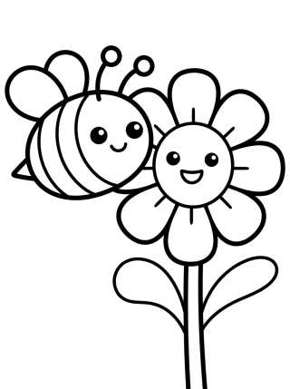 Abejita Tierna en Flor de Primavera para colorir Desenho de Abejita Tierna en Flor de Primavera para colorir e imprimir grátis