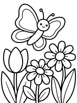 Mariposa en el Jardín para colorir Desenho de Mariposa en el Jardín para colorir e imprimir grátis