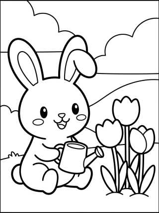 Conejito en Jardín de Primavera para colorir Desenho de Conejito en Jardín de Primavera para colorir e imprimir grátis