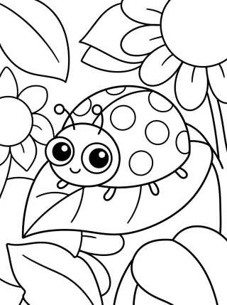 Mariquita Tierna en las Flores para colorir Desenho de Mariquita Tierna en las Flores para colorir e imprimir grátis