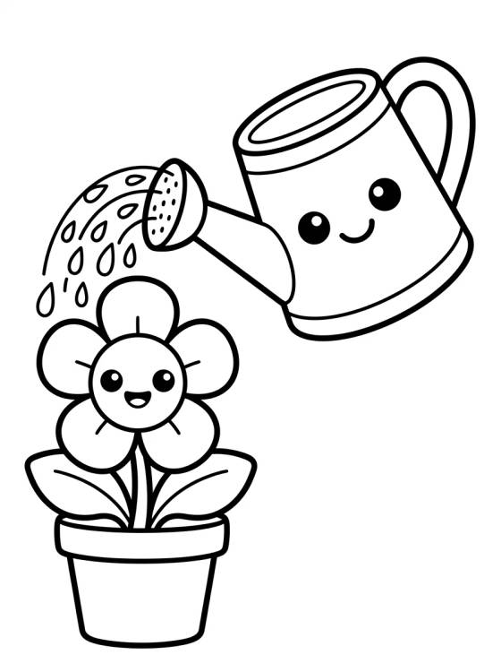 Regadera Amistosa y Florecita para colorir Desenho de Regadera Amistosa y Florecita para colorir e imprimir grátis