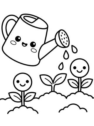 Regadera Tierna y Brotes Sonrientes para colorir Desenho de Regadera Tierna y Brotes Sonrientes para colorir e imprimir grátis