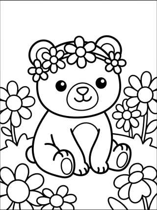 Osito en el Campo de Flores para colorir Desenho de Osito en el Campo de Flores para colorir e imprimir grátis
