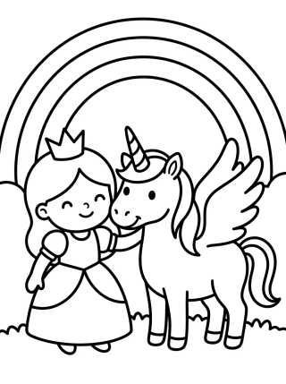 Princesa y el Unicornio para colorir Desenho de Princesa y el Unicornio para colorir e imprimir grátis