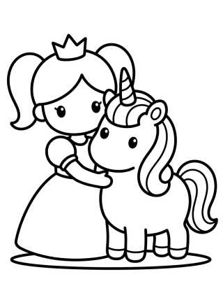 Princesa y Unicornio Tierno para colorir Desenho de Princesa y Unicornio Tierno para colorir e imprimir grátis