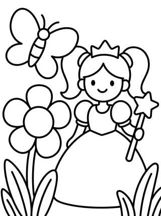 Princesa en el Jardín de Flores para colorir Desenho de Princesa en el Jardín de Flores para colorir e imprimir grátis