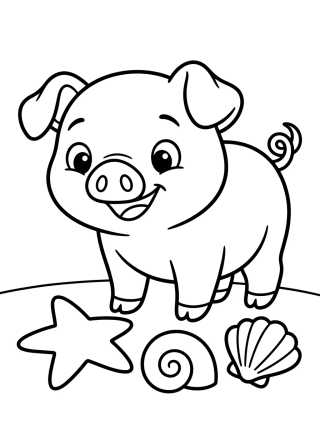 Pua Curioso Jugando con Conchitas para colorir Desenho de Pua Curioso Jugando con Conchitas para colorir e imprimir grátis