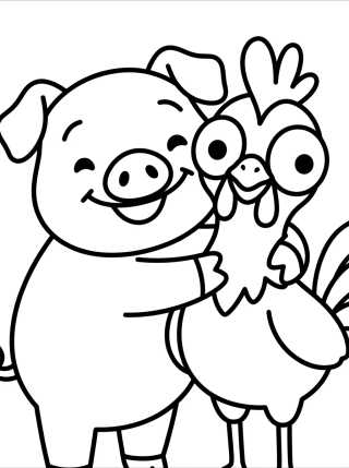 Pua y Hei Hei Abrazados para colorir Desenho de Pua y Hei Hei Abrazados para colorir e imprimir grátis