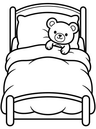 Cama Tierna con Osito de Peluche para colorir Desenho de Cama Tierna con Osito de Peluche para colorir e imprimir grátis