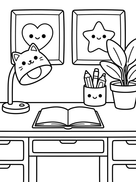 Escritorio Lindo y Organizado para colorir Desenho de Escritorio Lindo y Organizado para colorir e imprimir grátis