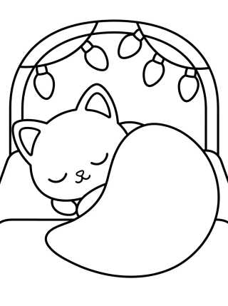 Gatito Acurrucado en la Cama para colorir Desenho de Gatito Acurrucado en la Cama para colorir e imprimir grátis