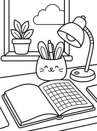 Escritorio de Estudios Organizado y Lindo para colorir Desenho de Escritorio de Estudios Organizado y Lindo para colorir e imprimir grátis