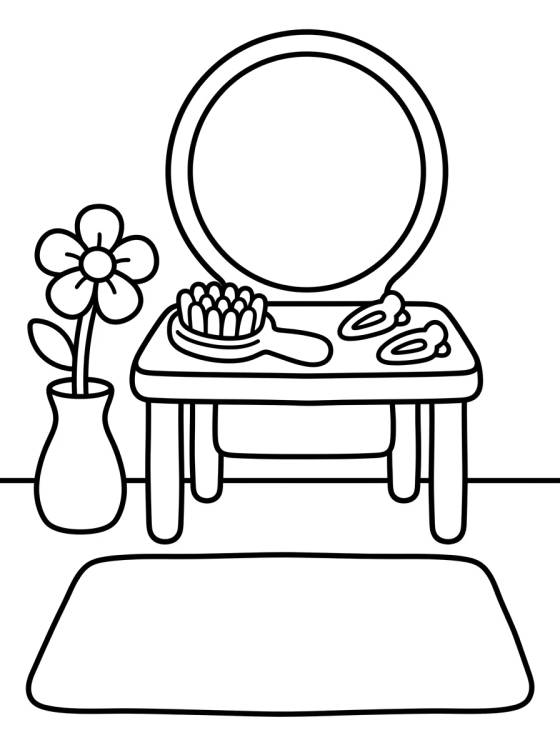 Tocador Acogedor con Espejo para colorir Desenho de Tocador Acogedor con Espejo para colorir e imprimir grátis