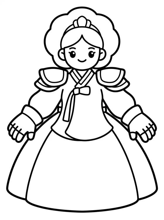 Traje Hanbok de Guerrera K-Pop para colorir Desenho de Traje Hanbok de Guerrera K-Pop para colorir e imprimir grátis