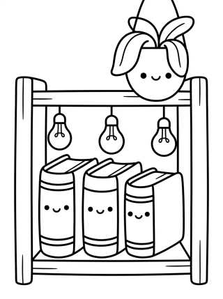 Estante de Libros Mágico para colorir Desenho de Estante de Libros Mágico para colorir e imprimir grátis