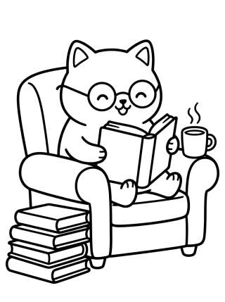 Coleção de desenhos para colorir: Sala y Lectura Acogedora
