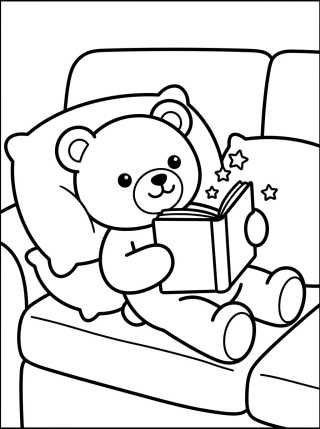 Osito Leyendo en el Sofá para colorir Desenho de Osito Leyendo en el Sofá para colorir e imprimir grátis