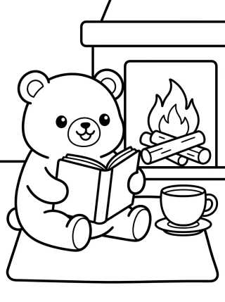 Osito en la Chimenea para colorir Desenho de Osito en la Chimenea para colorir e imprimir grátis