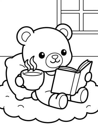 Osito Tomando Té y Leyendo para colorir Desenho de Osito Tomando Té y Leyendo para colorir e imprimir grátis
