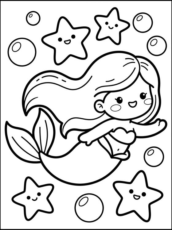 Siregata Nadando con Estrellas de Mar para colorir Desenho de Siregata Nadando con Estrellas de Mar para colorir e imprimir grátis