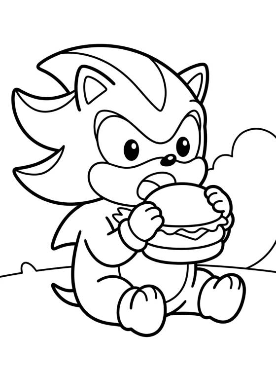 Shadow Comiendo una Hamburguesa para colorir Desenho de Shadow Comiendo una Hamburguesa para colorir e imprimir grátis