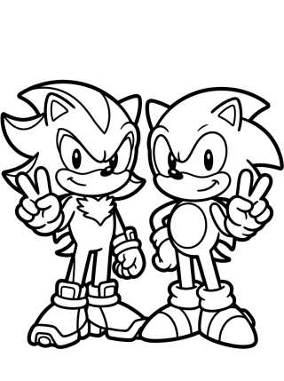 Shadow y Sonic Amigos Tiernos para colorir Desenho de Shadow y Sonic Amigos Tiernos para colorir e imprimir grátis